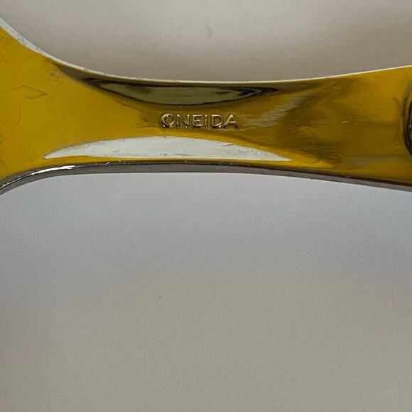 Oneida Palette Cobalt Blue Stainless Riveted 6 Oval Spoons Glossy Silverware - Picture 4 of 4